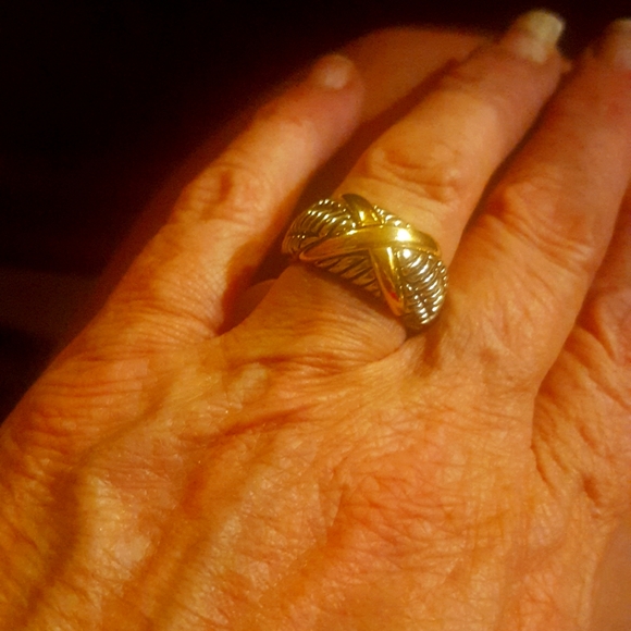 Braided X  Crossover Tapered Band Ring NEW DESIGNER 🧑‍🎨 INSPIRED 🧑‍🎨 crisscross - Picture 2 of 16